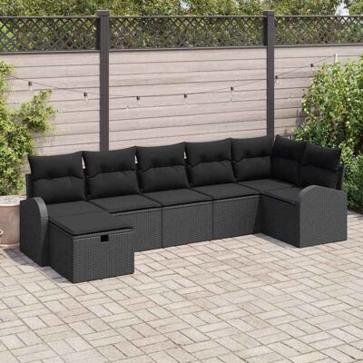 vidaXL Gartensofa-set mit Kissen 7 pcs Schwarz Poly-Rattan - Schwarz vidaXL Gartensofa-set mit Kissen 7 pcs Schwarz Poly-Rattan - Schwarz
