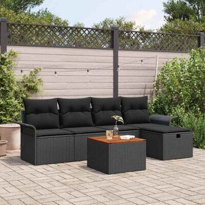 vidaXL Gartensofa-set mit Kissen 6 pcs Schwarz Poly Rattan - Schwarz vidaXL Gartensofa-set mit Kissen 6 pcs Schwarz Poly Rattan - Schwarz