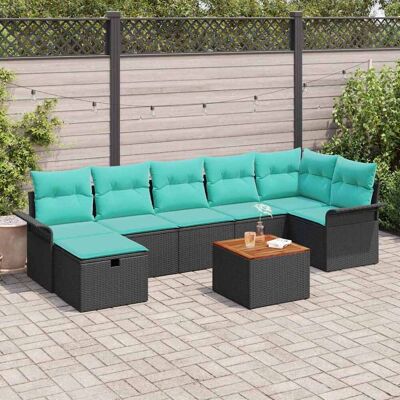 vidaXL Gartensofa-set mit Kissen 8 pcs Schwarz Poly Rattan - Schwarz vidaXL Gartensofa-set mit Kissen 8 pcs Schwarz Poly Rattan - Schwarz