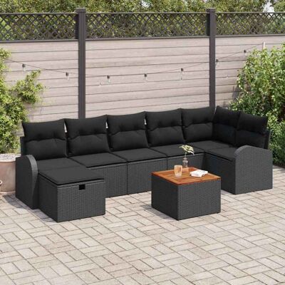 vidaXL Gartensofa-set mit Kissen 8 pcs Schwarz Poly Rattan - Schwarz vidaXL Gartensofa-set mit Kissen 8 pcs Schwarz Poly Rattan - Schwarz
