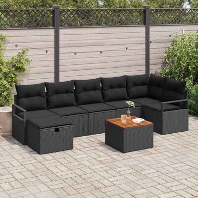 vidaXL Gartensofa-set mit Kissen 8 pcs Schwarz Poly Rattan - Schwarz vidaXL Gartensofa-set mit Kissen 8 pcs Schwarz Poly Rattan - Schwarz