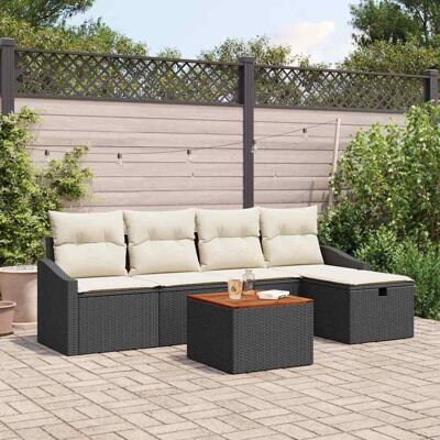 vidaXL Gartensofa-set mit Kissen 6 pcs Schwarz Poly Rattan - Schwarz vidaXL Gartensofa-set mit Kissen 6 pcs Schwarz Poly Rattan - Schwarz