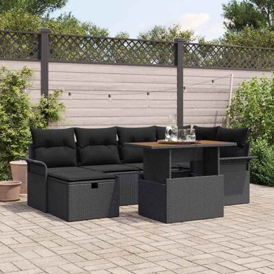 vidaXL Garten-Sofa-Set 7 pcs Schwarz Poly-Rattan - Schwarz vidaXL Garten-Sofa-Set 7 pcs Schwarz Poly-Rattan - Schwarz