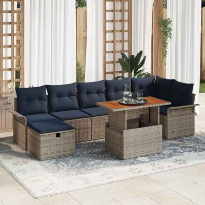 vidaXL Garten-Sofa-Set 8 pcs Grau Poly-Rattan - Grau vidaXL Garten-Sofa-Set 8 pcs Grau Poly-Rattan - Grau