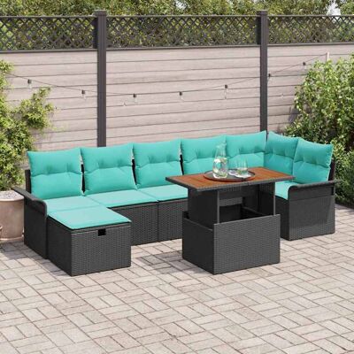 vidaXL Garten-Sofa-Set 8 pcs Schwarz Poly-Rattan - Schwarz vidaXL Garten-Sofa-Set 8 pcs Schwarz Poly-Rattan - Schwarz