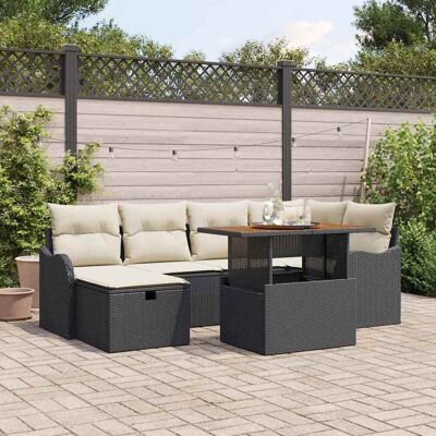 vidaXL Garten-Sofa-Set 7 pcs Schwarz Poly-Rattan - Schwarz vidaXL Garten-Sofa-Set 7 pcs Schwarz Poly-Rattan - Schwarz
