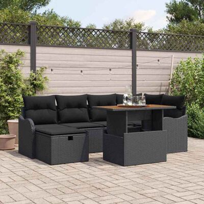 vidaXL Garten-Sofa-Set 7 pcs Schwarz Poly-Rattan - Schwarz vidaXL Garten-Sofa-Set 7 pcs Schwarz Poly-Rattan - Schwarz