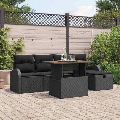 vidaXL Garten-Sofa-Set 6 pcs Schwarz Poly-Rattan - Schwarz vidaXL Garten-Sofa-Set 6 pcs Schwarz Poly-Rattan - Schwarz