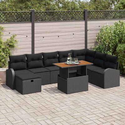 vidaXL Garten-Sofa-Set 9 pcs Schwarz Poly-Rattan - Schwarz vidaXL Garten-Sofa-Set 9 pcs Schwarz Poly-Rattan - Schwarz