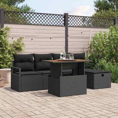 vidaXL Garten-Sofa-Set 6 pcs Schwarz Poly-Rattan - Schwarz vidaXL Garten-Sofa-Set 6 pcs Schwarz Poly-Rattan - Schwarz