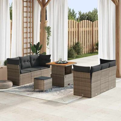 vidaXL Garten-Sofa-Set 9 pcs Grau Poly-Rattan - Grau vidaXL Garten-Sofa-Set 9 pcs Grau Poly-Rattan - Grau