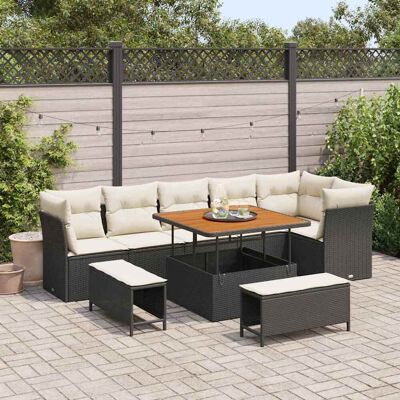 vidaXL Gartensofa-set 9 pcs Schwarz Poly-Rattan - Schwarz vidaXL Gartensofa-set 9 pcs Schwarz Poly-Rattan - Schwarz