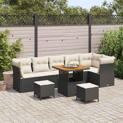 vidaXL Gartensofa-set 9 pcs Schwarz Poly-Rattan - Schwarz vidaXL Gartensofa-set 9 pcs Schwarz Poly-Rattan - Schwarz