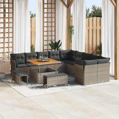 vidaXL Gartensofa-set 13 pcs Grau Poly-Rattan - Grau vidaXL Gartensofa-set 13 pcs Grau Poly-Rattan - Grau