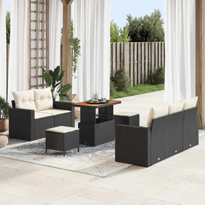 vidaXL Gartensofa-set mit Kissen 8 pcs Schwarz Poly-Rattan - Schwarz vidaXL Gartensofa-set mit Kissen 8 pcs Schwarz Poly-Rattan - Schwarz