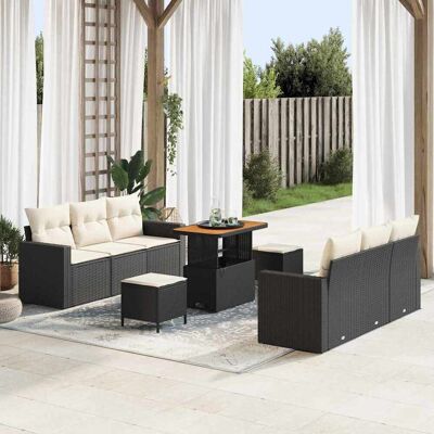 vidaXL Garten-Sofa-Set 9 pcs Schwarz Poly-Rattan - Schwarz vidaXL Garten-Sofa-Set 9 pcs Schwarz Poly-Rattan - Schwarz