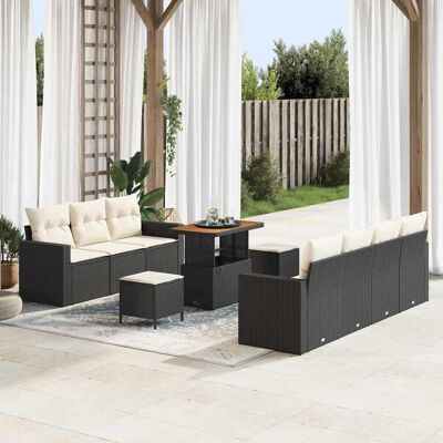vidaXL Garten-Sofa-Set 10 pcs Schwarz Poly-Rattan - Schwarz vidaXL Garten-Sofa-Set 10 pcs Schwarz Poly-Rattan - Schwarz