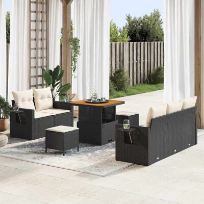 vidaXL Gartensofa-set mit Kissen 8 pcs Schwarz Poly-Rattan - Schwarz vidaXL Gartensofa-set mit Kissen 8 pcs Schwarz Poly-Rattan - Schwarz