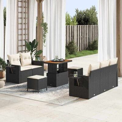 vidaXL Gartensofa-set mit Kissen 8 pcs Schwarz Poly-Rattan - Schwarz vidaXL Gartensofa-set mit Kissen 8 pcs Schwarz Poly-Rattan - Schwarz