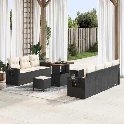 vidaXL Gartensofa-set mit Kissen 10 pcs Schwarz Poly-Rattan - Schwarz vidaXL Gartensofa-set mit Kissen 10 pcs Schwarz Poly-Rattan - Schwarz