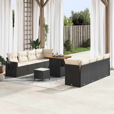vidaXL Garten-Sofa-Set mit Speicher 11 pcs Schwarz Poly Rattan - Schwarz vidaXL Garten-Sofa-Set mit Speicher 11 pcs Schwarz Poly Rattan - Schwarz