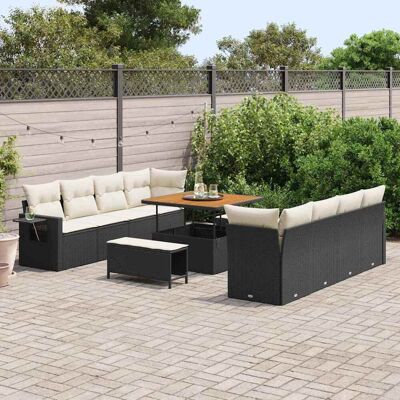 vidaXL Garten-Sofa-Set mit Speicher 11 pcs Schwarz Poly Rattan - Schwarz vidaXL Garten-Sofa-Set mit Speicher 11 pcs Schwarz Poly Rattan - Schwarz