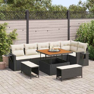 vidaXL Gartensofa-set 9 pcs Schwarz Poly-Rattan - Schwarz vidaXL Gartensofa-set 9 pcs Schwarz Poly-Rattan - Schwarz