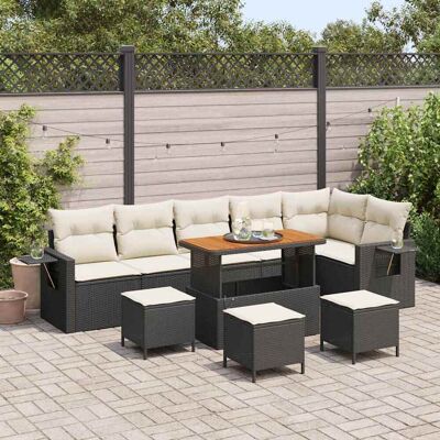 vidaXL Gartensofa-set 10 pcs Schwarz Poly-Rattan - Schwarz vidaXL Gartensofa-set 10 pcs Schwarz Poly-Rattan - Schwarz