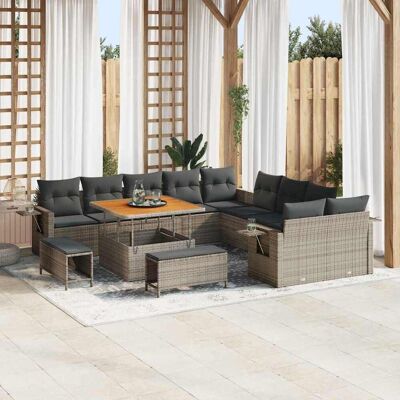 vidaXL Gartensofa-set 13 pcs Grau Poly-Rattan - Grau vidaXL Gartensofa-set 13 pcs Grau Poly-Rattan - Grau