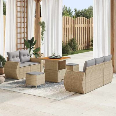 vidaXL Gartensofa-set 8 pcs Beige Poly-Rattan - Beige vidaXL Gartensofa-set 8 pcs Beige Poly-Rattan - Beige