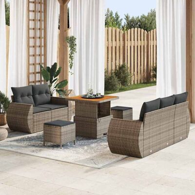 vidaXL Gartensofa-set 8 pcs Grau Poly-Rattan - Grau vidaXL Gartensofa-set 8 pcs Grau Poly-Rattan - Grau