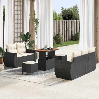 vidaXL Gartensofa-set 8 pcs Schwarz Poly-Rattan - Schwarz vidaXL Gartensofa-set 8 pcs Schwarz Poly-Rattan - Schwarz