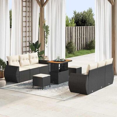 vidaXL Gartensofa-set mit Kissen 9 pcs Schwarz Poly-Rattan - Schwarz vidaXL Gartensofa-set mit Kissen 9 pcs Schwarz Poly-Rattan - Schwarz