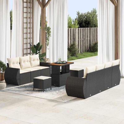 vidaXL Gartensofa-set mit Kissen 10 pcs Schwarz Poly-Rattan - Schwarz vidaXL Gartensofa-set mit Kissen 10 pcs Schwarz Poly-Rattan - Schwarz