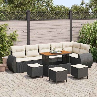 vidaXL Gartensofa-set 10 pcs Schwarz Poly-Rattan - Schwarz vidaXL Gartensofa-set 10 pcs Schwarz Poly-Rattan - Schwarz