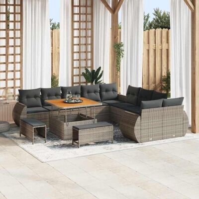vidaXL Gartensofa-set 13 pcs Grau Poly-Rattan - Grau vidaXL Gartensofa-set 13 pcs Grau Poly-Rattan - Grau