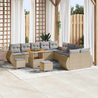 vidaXL Gartensofa-set 13 pcs Beige Poly-Rattan - Beige vidaXL Gartensofa-set 13 pcs Beige Poly-Rattan - Beige