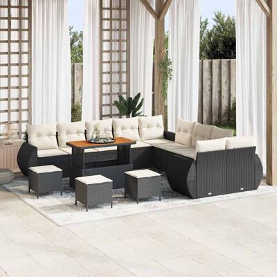 vidaXL Gartensofa-set 14 pcs Schwarz Poly-Rattan - Schwarz vidaXL Gartensofa-set 14 pcs Schwarz Poly-Rattan - Schwarz