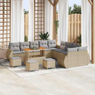 vidaXL Gartensofa-set 14 pcs Beige Poly-Rattan - Beige vidaXL Gartensofa-set 14 pcs Beige Poly-Rattan - Beige