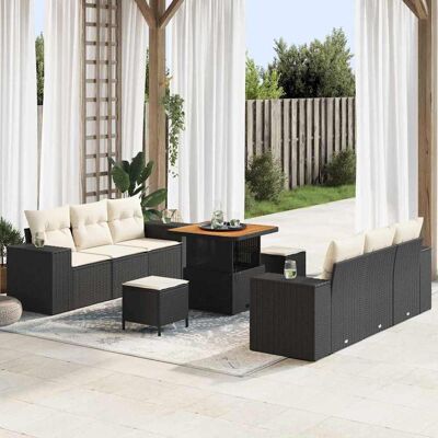 vidaXL Gartensofa-set mit Kissen 9 pcs Schwarz Poly Rattan - Schwarz vidaXL Gartensofa-set mit Kissen 9 pcs Schwarz Poly Rattan - Schwarz
