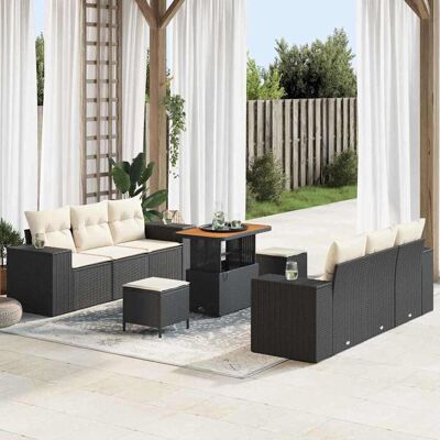 vidaXL Garten-Sofa-Set mit Speicher 9 pcs Schwarz Poly Rattan - Schwarz vidaXL Garten-Sofa-Set mit Speicher 9 pcs Schwarz Poly Rattan - Schwarz