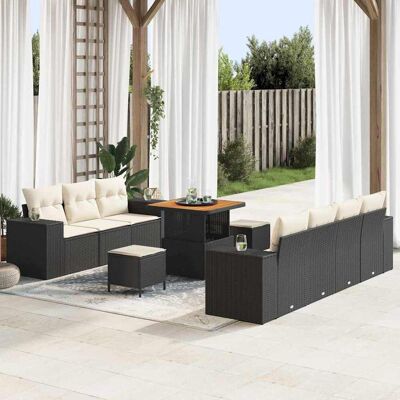vidaXL Garten-Sofa-Set 10 pcs Schwarz Poly-Rattan - Schwarz vidaXL Garten-Sofa-Set 10 pcs Schwarz Poly-Rattan - Schwarz