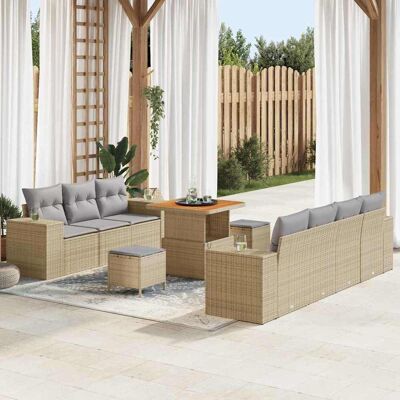 vidaXL Garten-Sofa-Set 10 pcs Beige Poly-Rattan - Beige vidaXL Garten-Sofa-Set 10 pcs Beige Poly-Rattan - Beige