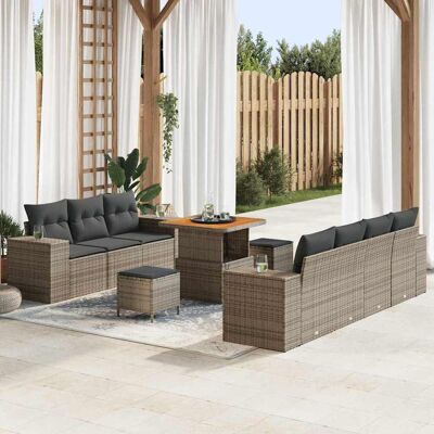 vidaXL Garten-Sofa-Set 10 pcs Grau Poly-Rattan - Grau vidaXL Garten-Sofa-Set 10 pcs Grau Poly-Rattan - Grau