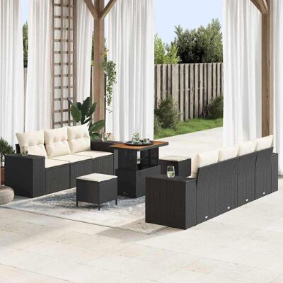 vidaXL Garten-Sofa-Set 10 pcs Schwarz Poly-Rattan - Schwarz vidaXL Garten-Sofa-Set 10 pcs Schwarz Poly-Rattan - Schwarz