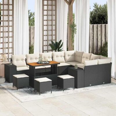 vidaXL Gartensofa-set mit Kissen 13 pcs Schwarz Poly-Rattan - Schwarz vidaXL Gartensofa-set mit Kissen 13 pcs Schwarz Poly-Rattan - Schwarz