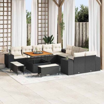 vidaXL Gartensofa-set mit Kissen 13 pcs Schwarz Poly-Rattan - Schwarz vidaXL Gartensofa-set mit Kissen 13 pcs Schwarz Poly-Rattan - Schwarz