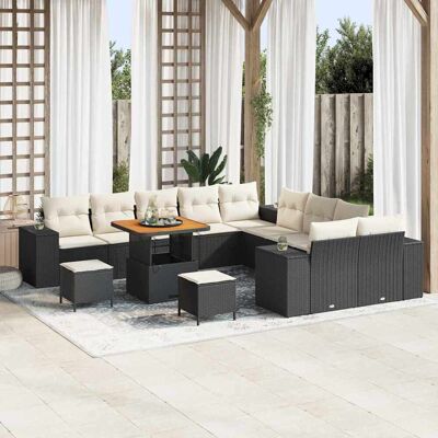 vidaXL Gartensofa-set mit Kissen 13 pcs Schwarz Poly-Rattan - Schwarz vidaXL Gartensofa-set mit Kissen 13 pcs Schwarz Poly-Rattan - Schwarz