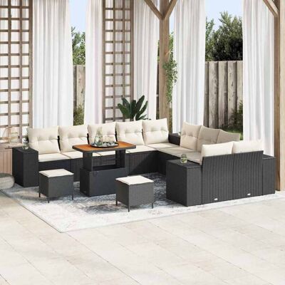 vidaXL Gartensofa-set mit Kissen 13 pcs Schwarz Poly-Rattan - Schwarz vidaXL Gartensofa-set mit Kissen 13 pcs Schwarz Poly-Rattan - Schwarz