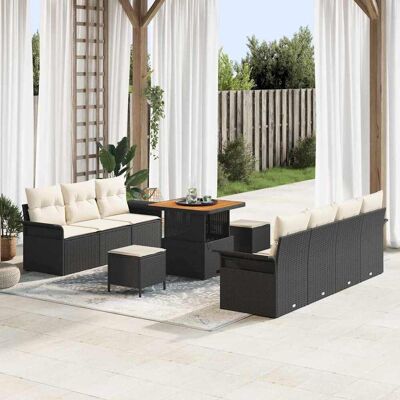 vidaXL Gartensofa-set mit Kissen 10 pcs Schwarz Poly-Rattan - Schwarz vidaXL Gartensofa-set mit Kissen 10 pcs Schwarz Poly-Rattan - Schwarz